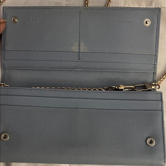 Prada Blue Leather Crossbody with Gold Chain - Picture 3 of 4